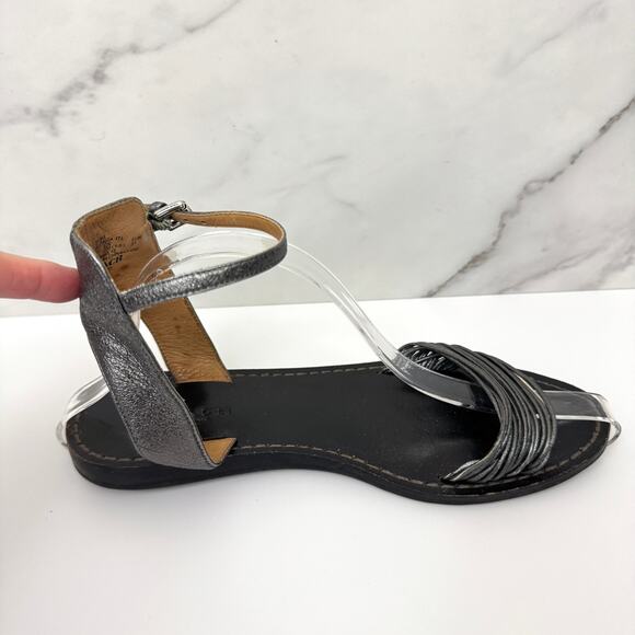 Coach Womens Melynda Sandals Size 7 Leather Strappy Metallic Summer Silver Gray - Picture 3 of 12